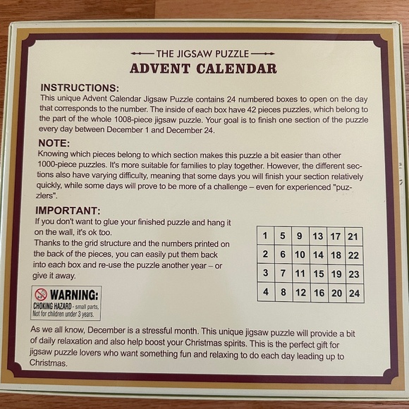 NIB Advent Calendar Jigsaw Puzzle Christmas Shop 1000 Piece - Picture 2 of 10